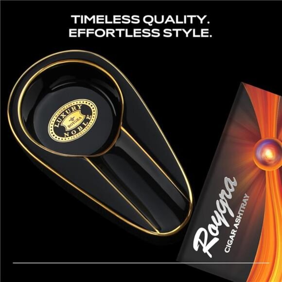 Cigar Ashtray, Handmade Gilt Ceramic Cigar Ashtray, Outdoor Cigar Accessories - Picture 6 of 7